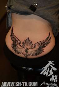 여성 엉덩이 날개 산스크리트어 토템 문신 패턴