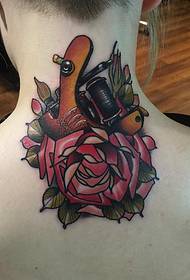 Nek school tattoo machine rose tattoo tattoo patroon