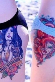 skönhet sido höfter på den vackra mönster färg tatuering