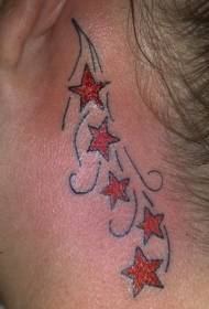 moteriško kaklo spalvos žvaigždės tatuiruotės modelis