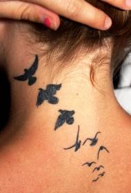 момиче шия Група от черни птици татуировки дизайни