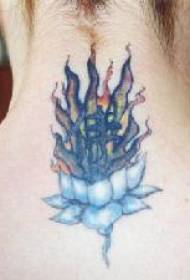 kaklo mėlynos lotoso religinės tatuiruotės modelis