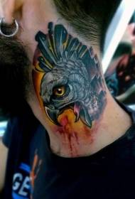 Leher gaya modern berteriak pola tato kepala elang