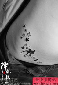 Beauty abdomen popular totem cat five-pointed star tattoo pattern