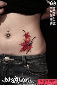 lány hasa gyönyörű népszerű juharlevél tetoválás minta