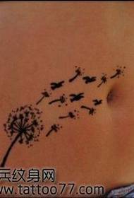 kev zoo nkauj zoo nkauj plab dandelion tattoo qauv