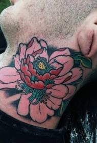 mužský krk štýl staromódny farebný kvet tetovanie