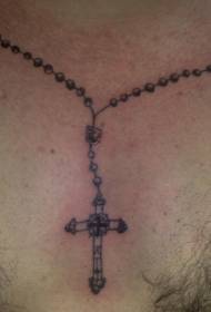 Modello maschile del tatuaggio del rosario del collo nero