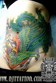 убава шема на тетоважи со феникс во боја на стомакот