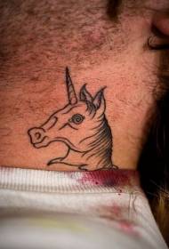 Foto di tatuaggio testa di unicorno collo semplice sorriso