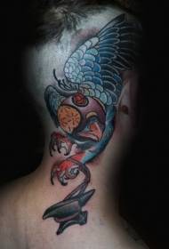 fej régi iskola színes fantasy madár tetoválás minta