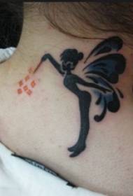 disegno del tatuaggio del collo ragazza elfo di colore del collo Immagine del tatuaggio
