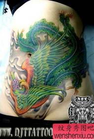 një model i tatuazhit me ngjyra të bukura barku phoenix