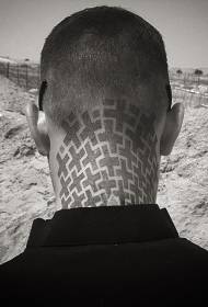 kichwa na shingo ya kuvutia msalaba wa jiometri ya mtindo wa 32278-Neck Winged Msalaba wa Uwekaji Tattoo