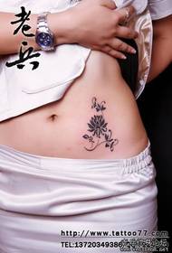 Abdominal Tattoo үлгісі: сұлулық белі Totem Lotus татуировкасы