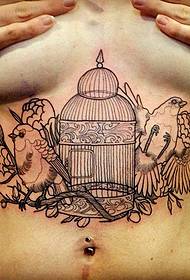 raccomandare un modello del tatuaggio della gabbia per uccelli di personalità popolare della pancia