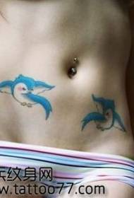 wzór piękna seksowny brzuch tatuaż ptak