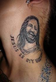 hals svart Jesus porträtt tatuering mönster