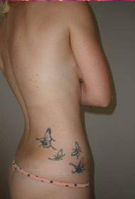 섹시한 여자 엉덩이 컬러 나비 문신 패턴 사진