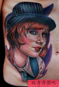 addome colore modello di tatuaggio ritratto bellezza europea e americana