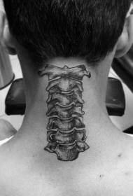 padrão de tatuagem pescoço preto estilo realista vértebra