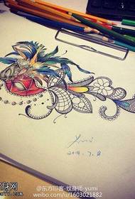 mask lace side feather tattoo manuscript works