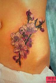 girl belly popular beautiful plum tattoo pattern