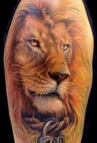 vállszín reális oroszlán fej tetoválás kép
