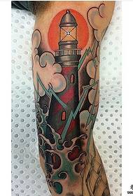 Grande modello di tatuaggio nuvola faro europeo e americano