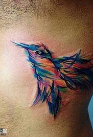 neck color bird tattoo pattern