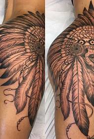 zoo nraug Indian pob txha taub hau tattoo daim duab ntawm tus poj niam hip