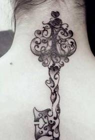modello del tatuaggio chiave della vite del fiore del collo