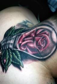 modello del tatuaggio del bulbo rosa colore realistico collo