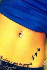 beauty belly fashion letter bird tattoo pattern