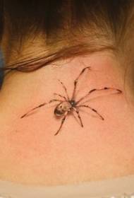 reális színes pók tetoválás minta a nyakon