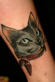 sciarpa rossa gatto nero modello tatuaggio
