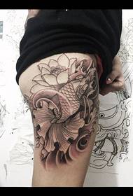 apẹrẹ lotus koi tatuu ti aṣa