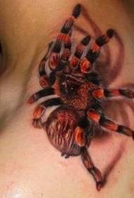 nyak színű 3D vörös pók tetoválás minta