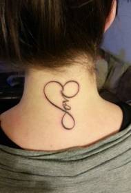 Hals Einfaches, unendliches Symbol, herzförmiges Tattoo-Muster