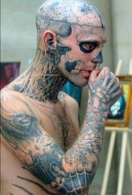 僵尸男孩头部面部颈部纹身图案