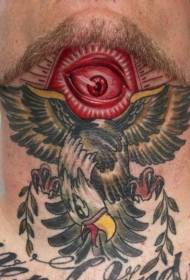 μυστηριώδη μάτια ώμου με μεγάλο σχέδιο τατουάζ πουλιών