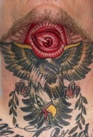 ollos misteriosos de ombreiro con grandes patróns de tatuaxe de aves