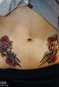 kleur dolk skêr blom Tattoo patroon