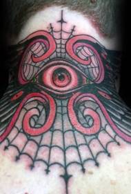 Gât minunat Ochi de culoare și model de tatuaj Spider Web