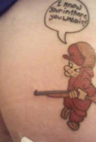 Ang sumbanan sa kolor sa hip color gun cartoon nga tattoo