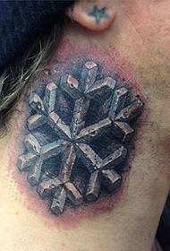 3D sneeuwvlok tattoo patroon in de nek