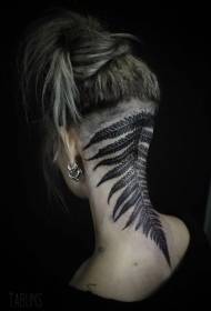 девојче вратот и главата црна папрат лист тетоважа шема