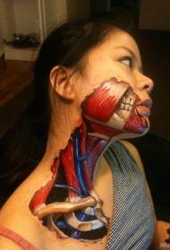 ženin vrat i lice jeziv uzorak ljudskog mišića i kostiju