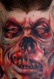 cuello color horror estilo monstruo cara tatuaje patrón
