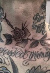 tatuaggio maschile collo ragazzo collo nero grigio rosa Foto di tatuaggi